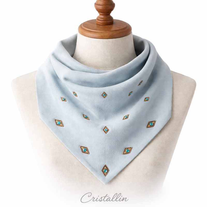 Fular Mavi Boncuklu Nikel Aksesuar