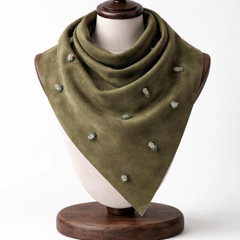 Fular Gold Swarovski Taşlı Ananas Aksesuar