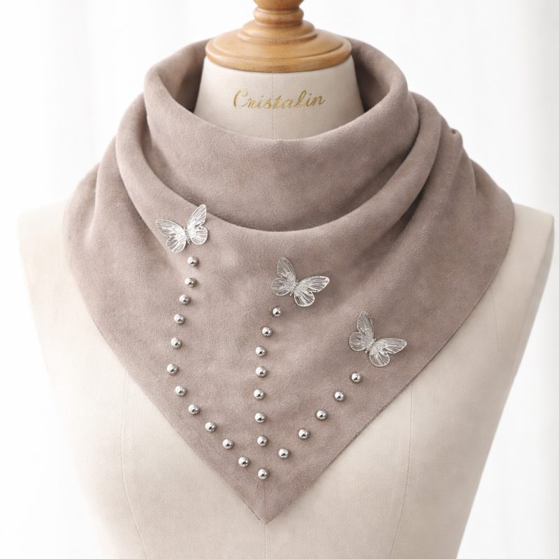 Fular Füme Kelebek Aksesuar