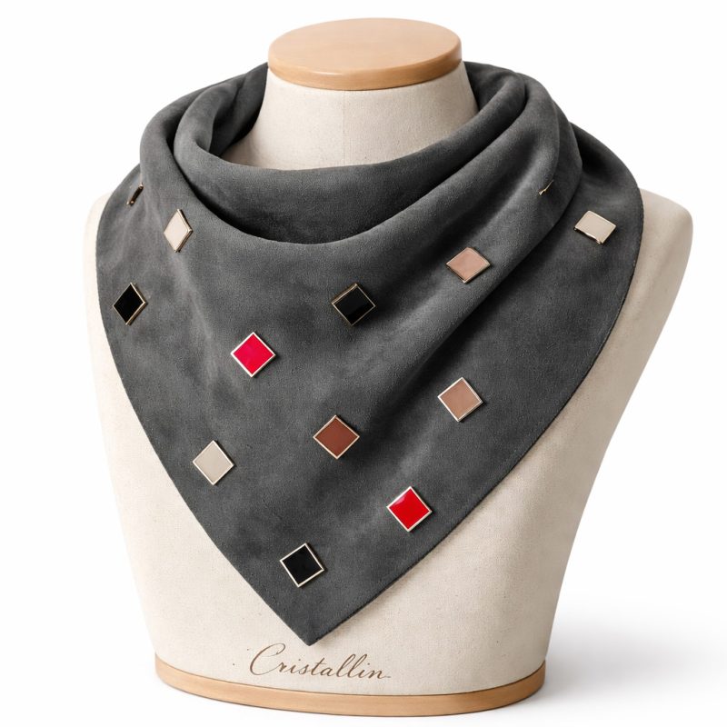 Fular Füme Renkli Kare Aksesuar
