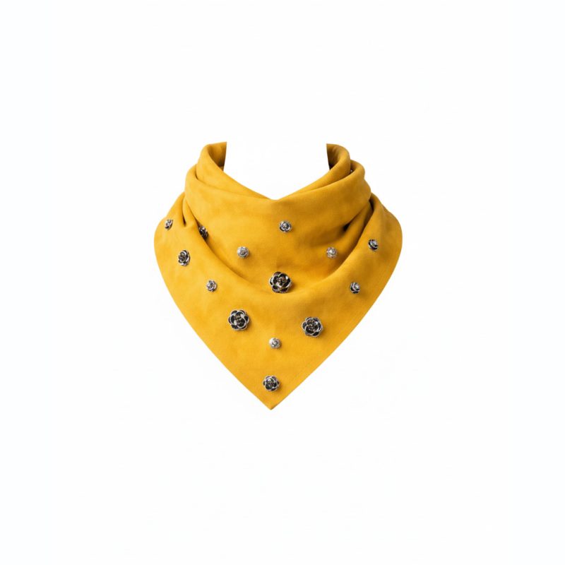 Fular Siyah Çiçek Aksesuarlı